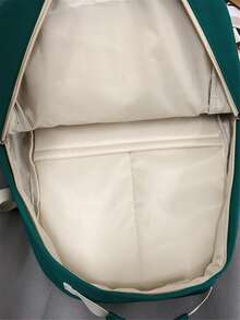 Letter Graphic Functional Backpack With Bag Charm - Green - View 5