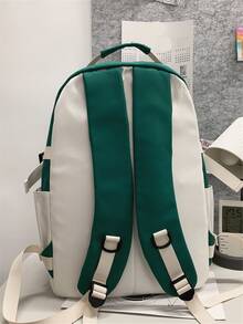 Letter Graphic Functional Backpack With Bag Charm - Green - View 9