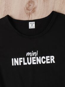 SHEIN Girls Letter Graphic Tank Top & Cargo Trousers - Multicolor - View 3