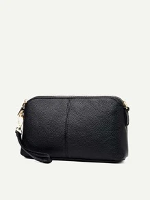 荔枝压纹方形包轻便，时尚白领大学生，工作，商务，通勤，办公室，周年纪念，情侣，生日礼物，情人节礼物，礼物 - 黑色 - 查看 2