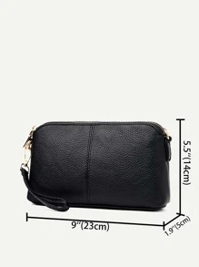 荔枝压纹方形包轻便，时尚白领大学生，工作，商务，通勤，办公室，周年纪念，情侣，生日礼物，情人节礼物，礼物 - 黑色 - 查看 3