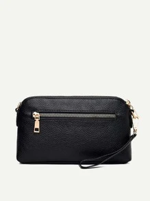 荔枝压纹方形包轻便，时尚白领大学生，工作，商务，通勤，办公室，周年纪念，情侣，生日礼物，情人节礼物，礼物 - 黑色 - 查看 5