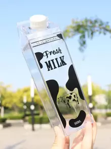 1pc 500ml,Sealed Square Milk Bottle,Portable Reusable Container Suitable For Juice, Tea, And Milk - , Square Design, Hand Washable Only - Clear - View 1