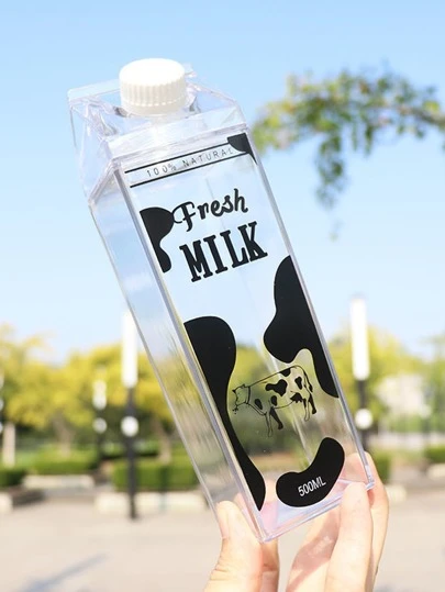 1 pieza Botella de leche cuadrada sellada de 500ml, recipiente reutilizable portátil apto para jugo, té y leche - Diseño cuadrado, solo se puede lavar a mano