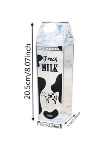 1pc 500ml,Sealed Square Milk Bottle,Portable Reusable Container Suitable For Juice, Tea, And Milk - , Square Design, Hand Washable Only - Clear - View 2