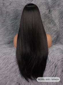 4*1 Lace Front Long Straight Synthetic Wig - Black - View 3