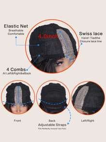 4*1 Lace Front Long Straight Synthetic Wig - Black - View 4