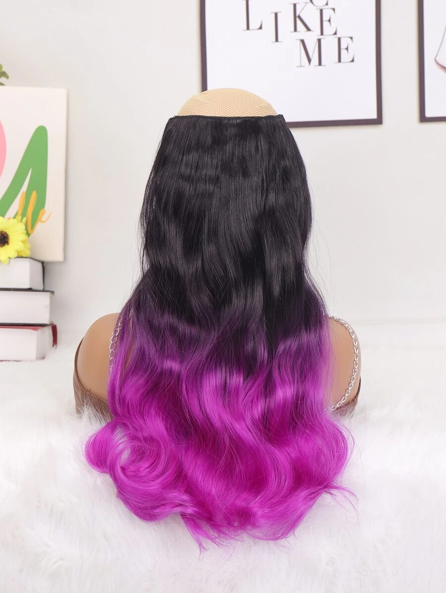 Clip In Ombre Long Curly Synthetic Hair Extension - Multicolor - View 1