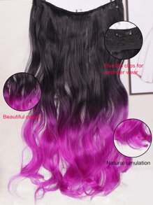 Clip In Ombre Long Curly Synthetic Hair Extension - Multicolor - View 3