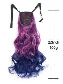 Ombre Long Curly Ponytail Synthetic Hair Extension - Multicolor - View 4