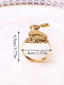 4 piezas Anillo de servilleta con dibujos animados con diseño de conejo - Dorado - Ver 3