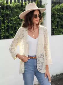 SHEIN Clasi Open Front Lace Coat