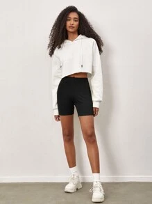 SHEIN BASICS Shorts biker unicolor - Negro - Ver 3