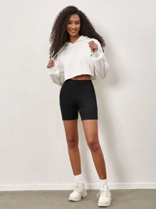 SHEIN BASICS Shorts biker unicolor - Negro - Ver 4