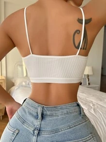 Sujetador unicolor ribete con encaje - Blanco - Ver 2