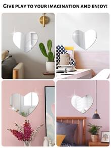 1 Nhãn dán tường gương hình trái tim, Nhãn dán gương chất liệu acrylic 2 mm cho phòng ngủ, phòng khách, phòng tắm và trang trí nhà bếp. 29*30 cm/11.41*11, 81in - Bạc - Xem 2