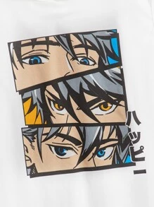 SHEIN 男孩字母任務圖案連帽背心上衣 - 白色 - 查看 3