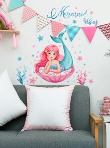 美人鱼印花墙贴、贴纸、墙贴花、家居装饰乙烯基贴花、春季装饰品让您的家焕然一新、拉玛装饰贴纸 - 彩色 - 查看 7