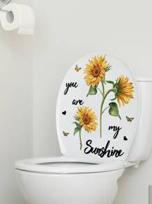 1入組向日葵和字母圖案馬桶蓋貼花