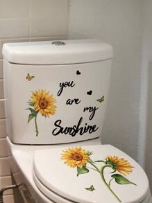 1入組向日葵和字母圖案馬桶蓋貼花