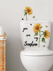 1入組向日葵和字母圖案馬桶蓋貼花