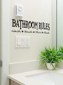 1 张浴室规则墙贴，清洗、刷洗、牙线、冲洗、可移除防水贴花、贴纸、墙贴、家居装饰乙烯基贴花、春季装饰品让您的家焕然一新、拉玛装饰贴纸