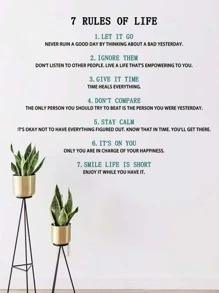 1pc Life Rule,Removable Wall Sticker,Living Room Motto,Home Decor For Kids Room And Bedroom - Multicolor - View 4