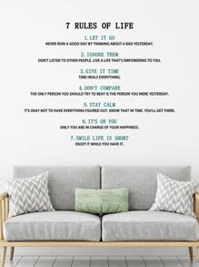 1pc Life Rule,Removable Wall Sticker,Living Room Motto,Home Decor For Kids Room And Bedroom - Multicolor - View 5