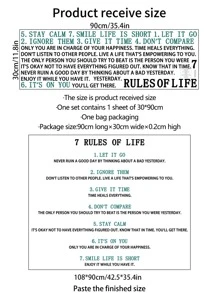 1pc Life Rule,Removable Wall Sticker,Living Room Motto,Home Decor For Kids Room And Bedroom - Multicolor - View 6