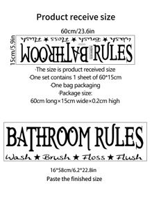 1 张浴室规则墙贴，清洗、刷洗、牙线、冲洗、可移除防水贴花、贴纸、墙贴、家居装饰乙烯基贴花、春季装饰品让您的家焕然一新、拉玛装饰贴纸