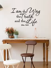 1pc Proverb Wall Sticker,Removable Living Room Proverb,Home Decor,Kids Room Bedroom Sofa Wall Sticker - Black - View 1