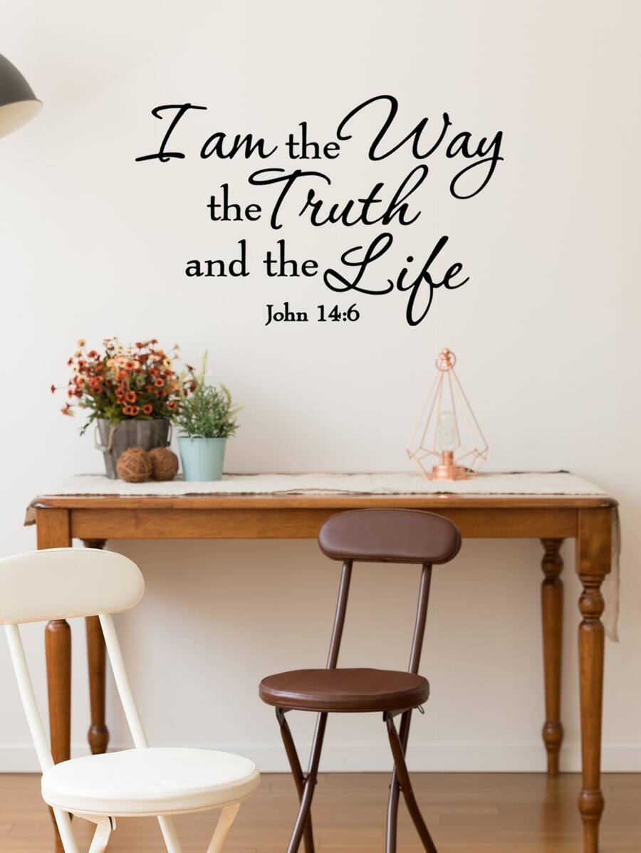 1pc Proverb Wall Sticker,Removable Living Room Proverb,Home Decor,Kids Room Bedroom Sofa Wall Sticker - Black - View 1