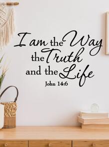 1pc Proverb Wall Sticker,Removable Living Room Proverb,Home Decor,Kids Room Bedroom Sofa Wall Sticker - Black - View 2