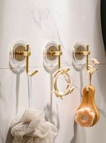 Acrylic Adhesive Wall Hooks, Bathroom Shelf, 1pc/5pcs - Gold - View 2
