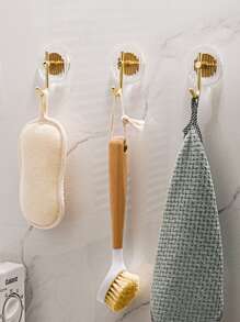 Acrylic Adhesive Wall Hooks, Bathroom Shelf, 1pc/5pcs - Gold - View 5