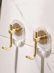 Acrylic Adhesive Wall Hooks, Bathroom Shelf, 1pc/5pcs - Gold - View 6