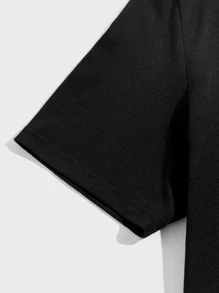 Manfinity BRENVOR Men T-Shirts Fit Crew Neck Short Sleeve Slogan Tee Letter Graphic Casual Simple Polyester - Black - View 3