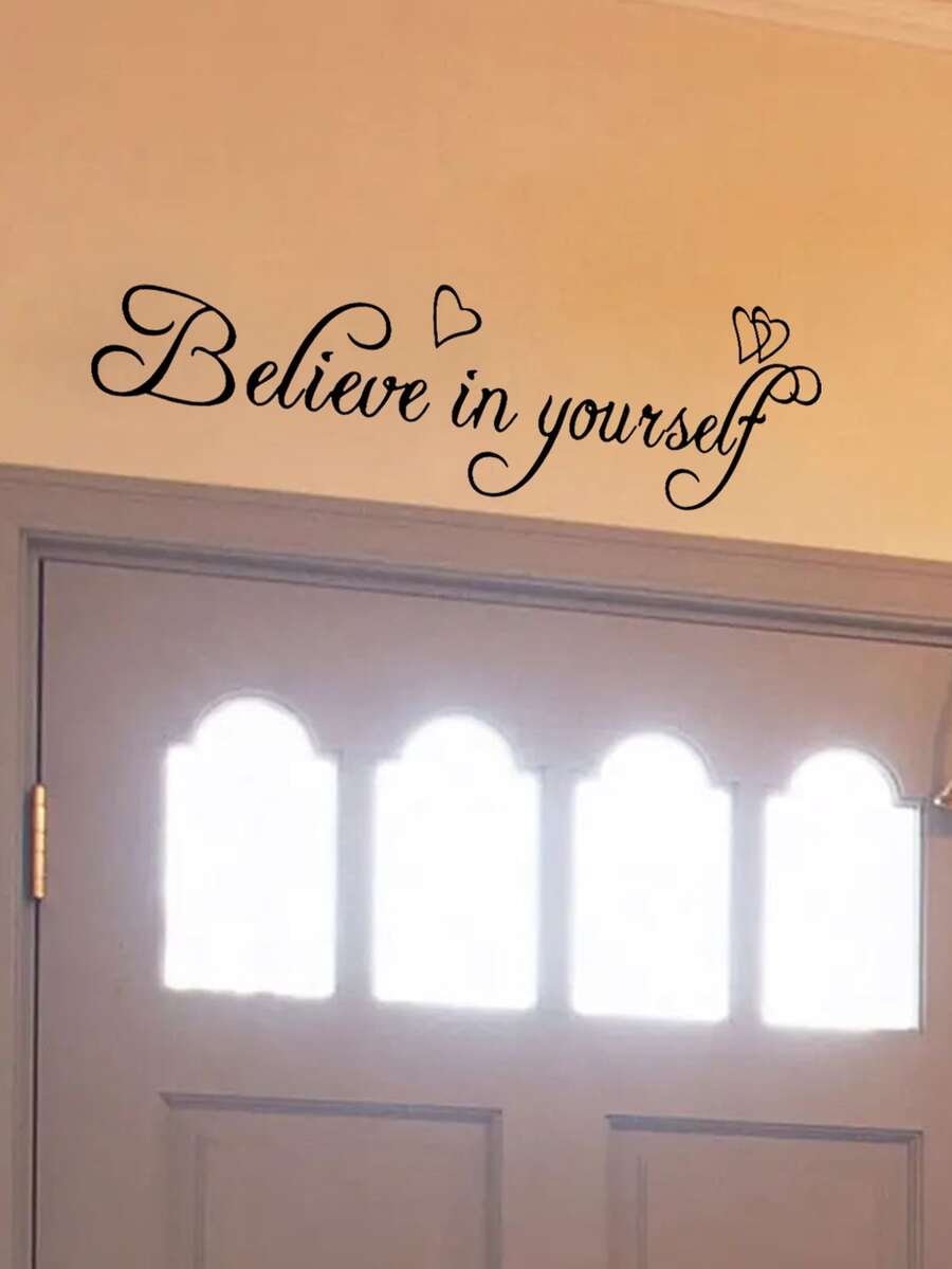 1pc Slogan Graphic Wall Sticker - Black - View 1