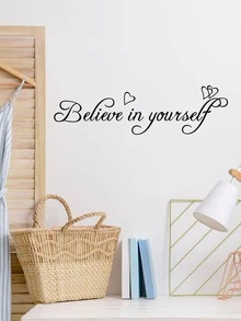 1pc Slogan Graphic Wall Sticker - Black - View 2