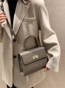 高端質感，簡約時尚單肩包/斜背包，適合所有季節和場合 - 灰色 - 查看 2