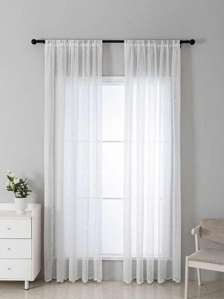 Solid Single Panel Sheer Curtain - White - View 1