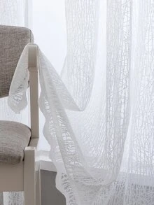 Solid Single Panel Sheer Curtain - White - View 2