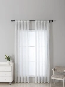 Solid Single Panel Sheer Curtain - White - View 3