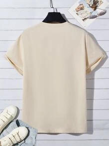 Manfinity VCAY Men T-Shirts Fit Crew Neck Short Sleeve Graphic Tee Casual Fashion Men Clothes Summer - Beige - View 4