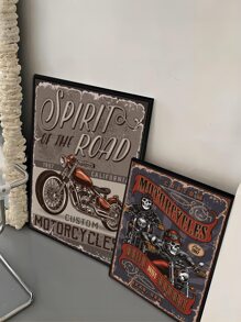 2pcs Motorcycle Print Unframed Painting - Multicolor - View 4
