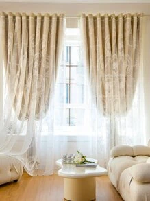 Cortina una sola pieza con encaje floral - Multicolor - Ver 1