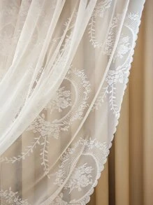 Cortina una sola pieza con encaje floral - Multicolor - Ver 4