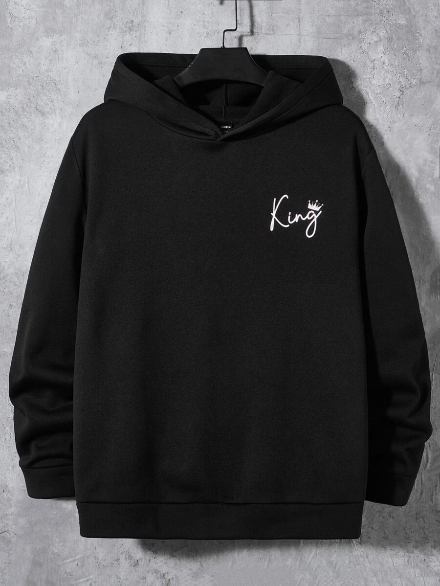 EASEVO Áo nỉ Nam Lá thư Giải trí - màu đen - Xem 1