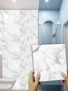 10pcs Marble Waterproof Self-Adhesive Tile Sticker, Kitchen Bathroom Tile Wall Art Decals,Renovation Stickers Peel Wall Panels,Wall Paper, Wallpapers,Spring Decoration Items Refresh Your Home,Rama Decoration Stickers - Multicolor - View 1