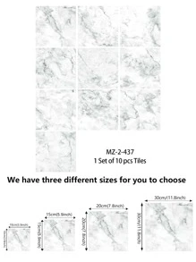 10pcs Marble Waterproof Self-Adhesive Tile Sticker, Kitchen Bathroom Tile Wall Art Decals,Renovation Stickers Peel Wall Panels,Wall Paper, Wallpapers,Spring Decoration Items Refresh Your Home,Rama Decoration Stickers - Multicolor - View 2